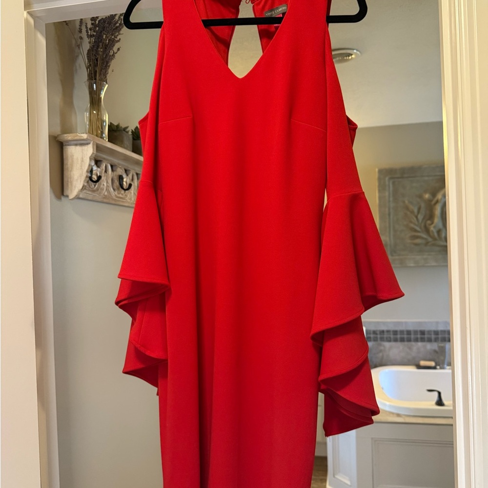 Vince Camuto Red Asymmetrical Sheath Dress